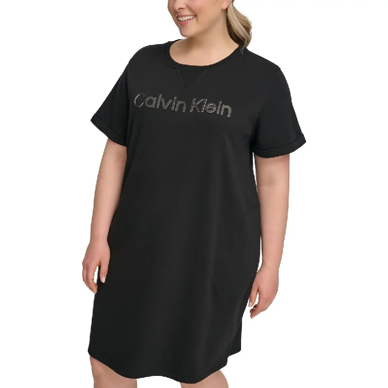 luxury dressCalvin Klein Performance Womens Plus Comfy Midi Sweatshirt Dress