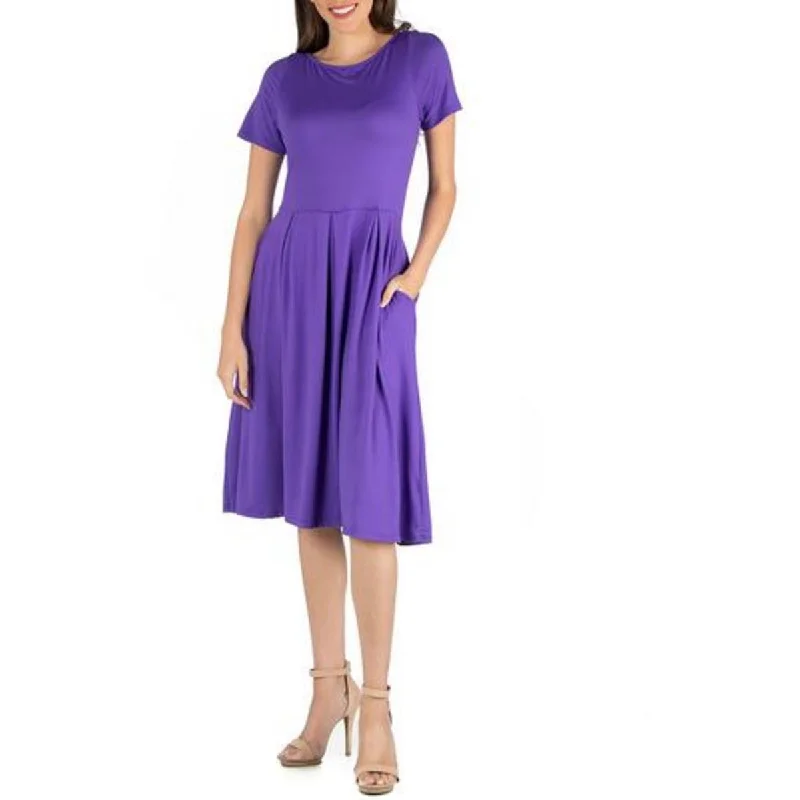 boho dress24seven Comfort Apparel Womens Plus Knee-Length Short Sleeve Fit & Flare Dress