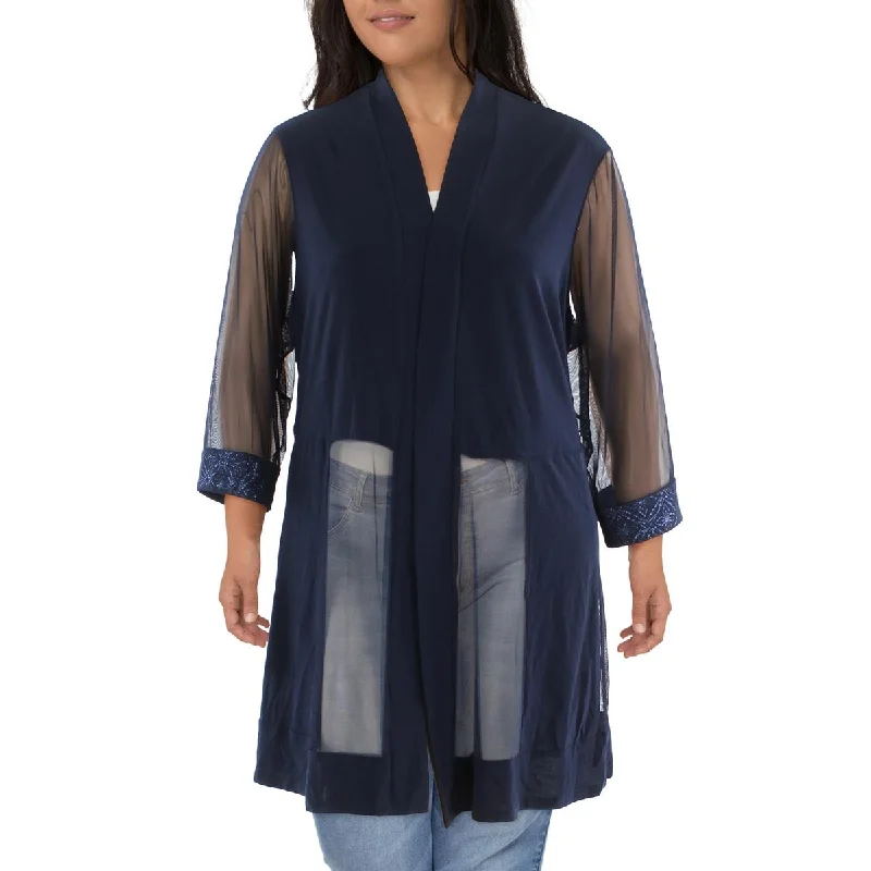 fitted coatPlus Womens Mesh Sleeves Open Front Jacket