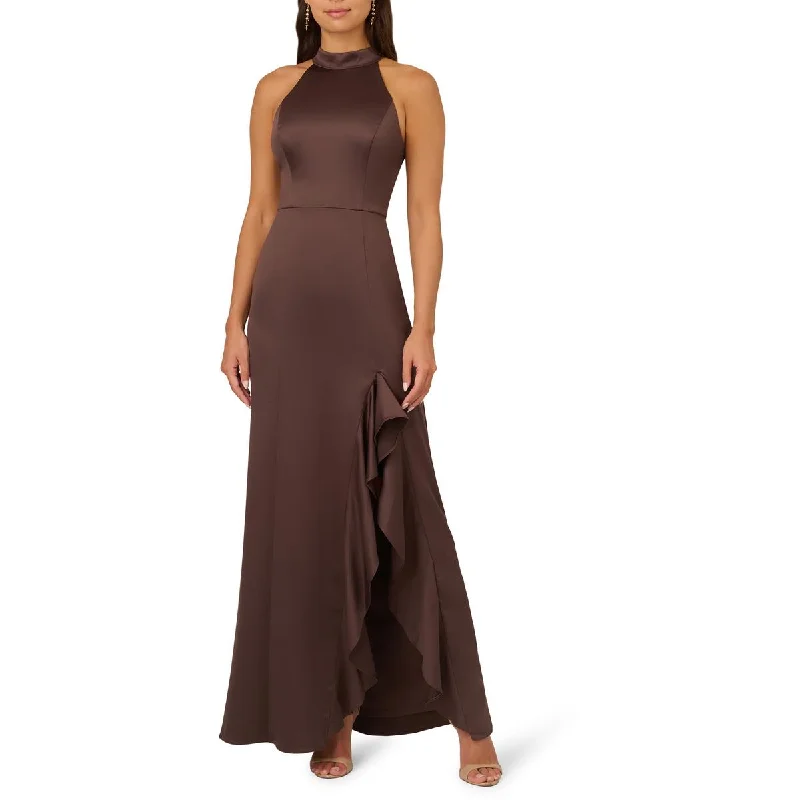 mini dressAdrianna Papell Womens Satin Halter Evening Dress