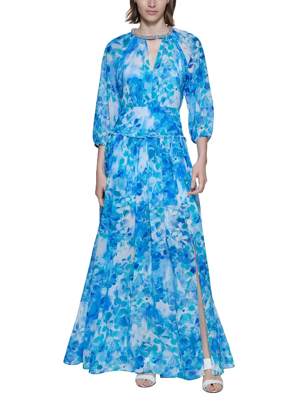 flowy dressWomens Chiffon Floral Maxi Dress