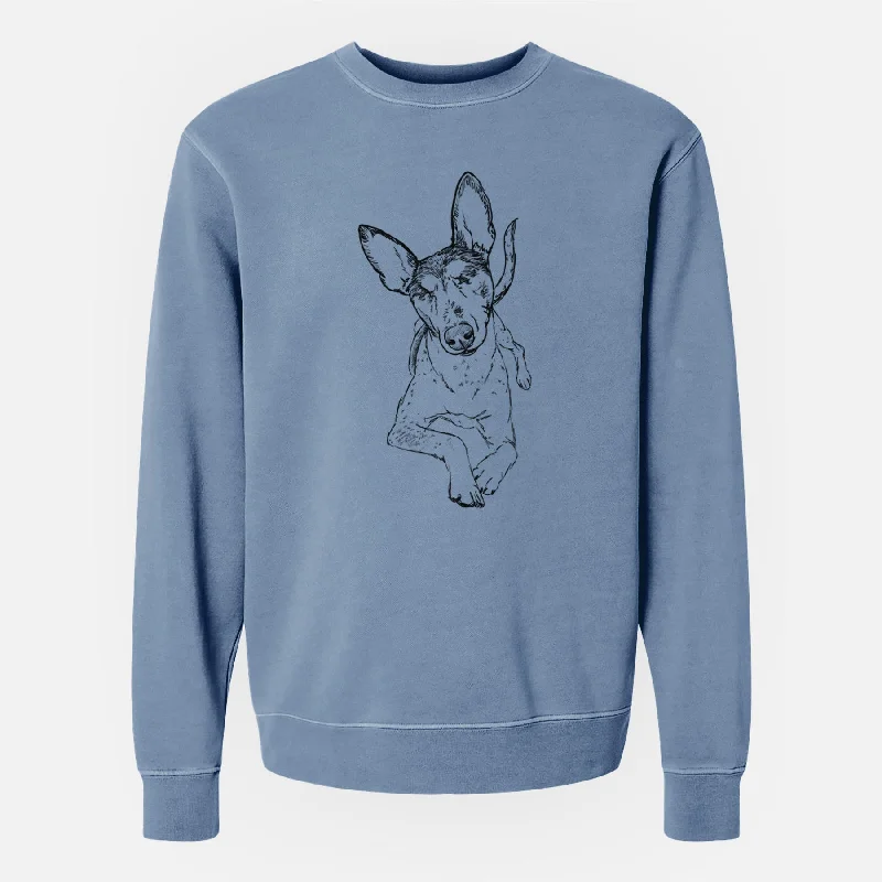 stylish athletic hoodieDoodled Kayla the Rat Terrier Mix - Unisex Pigment Dyed Crew Sweatshirt