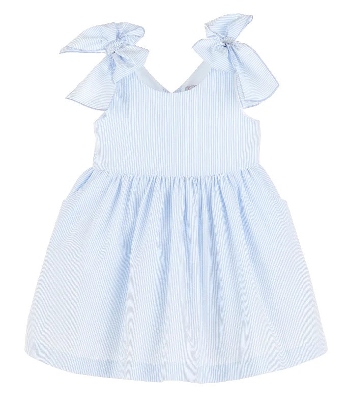 trendy mini dressBaby Blue Bow Dress