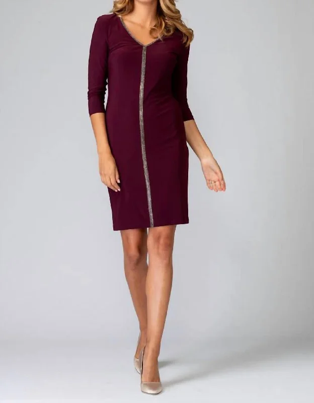 comfy dressSparkle Trim Dress In Wine