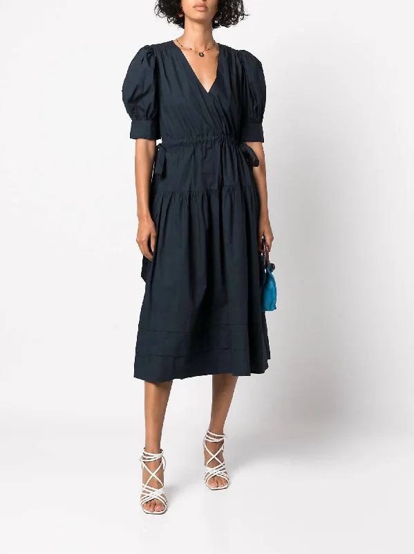 v-neck dressImani Midi Cotton Dress in Salute Dark Navy