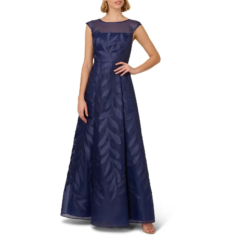 flowy evening dressAdrianna Papell Womens Organza Applique Evening Dress