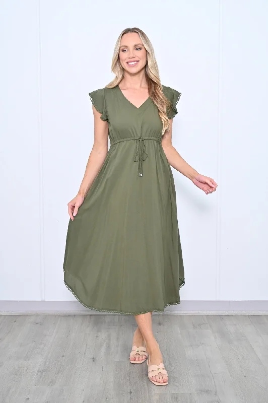 ruffle dressKhaki Tie Dress