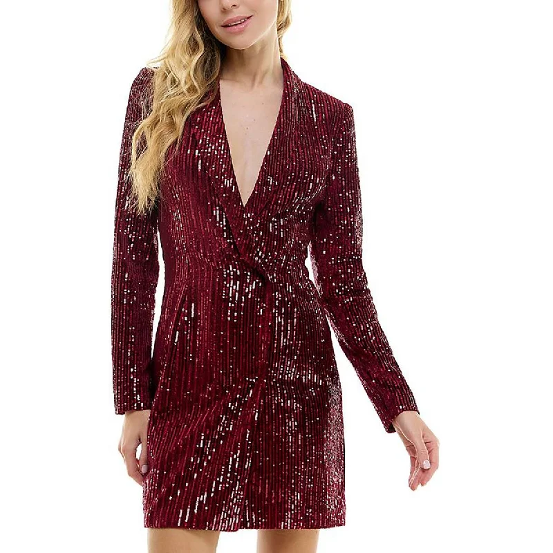 draped dressCity Studio Womens Juniors Velvet Mini Shirtdress