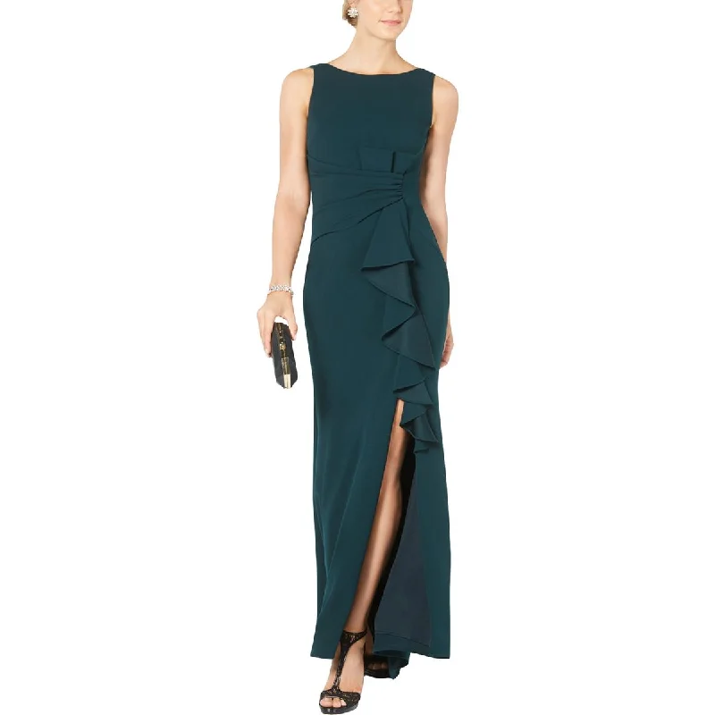 pleated maxi dressBetsy & Adam Womens Petites Crepe Ruffled Evening Dress