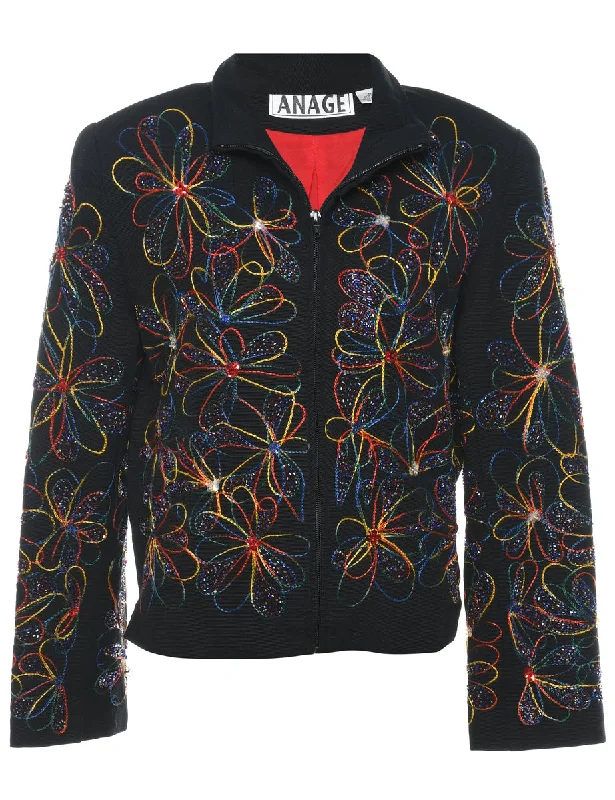 cozy coatEmbroidered Floral Multi-Colour Jacket - M