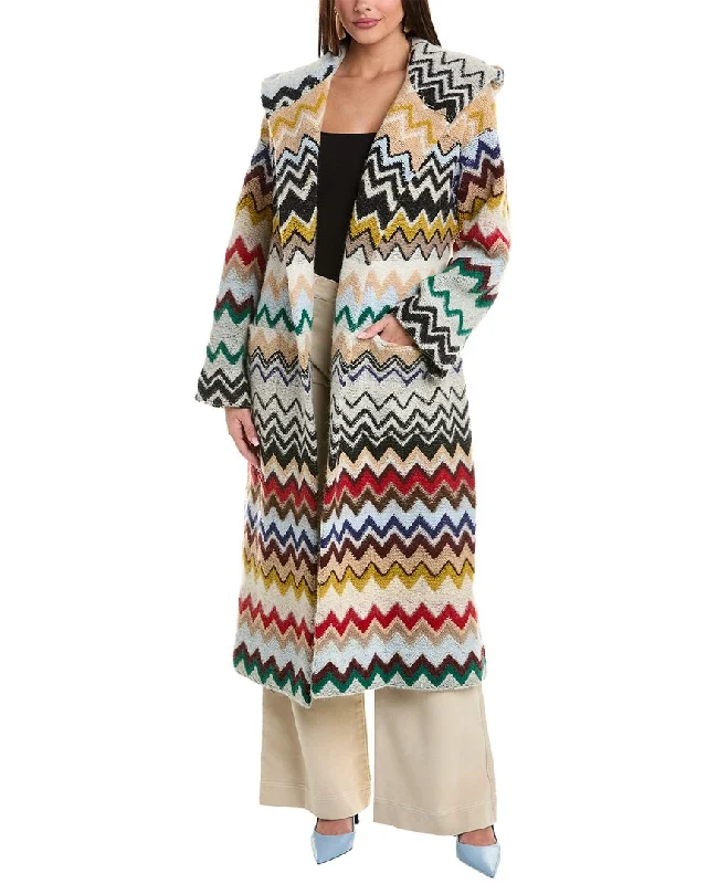 utility coatM Missoni Long Mixed Wool & Alpaca-Blend Coat