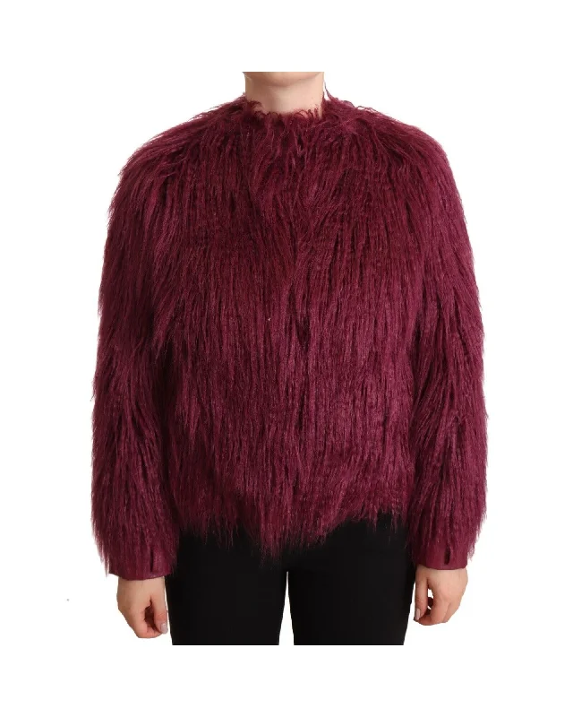 fashionable outerwearPatrizia Pepe  Burgundy Faux Fur Jacket