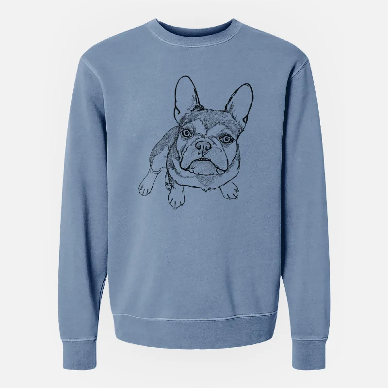 high-quality athletic sweatshirtDoodled Lincoln the French Bulldog - Unisex Pigment Dyed Crew Sweatshirt