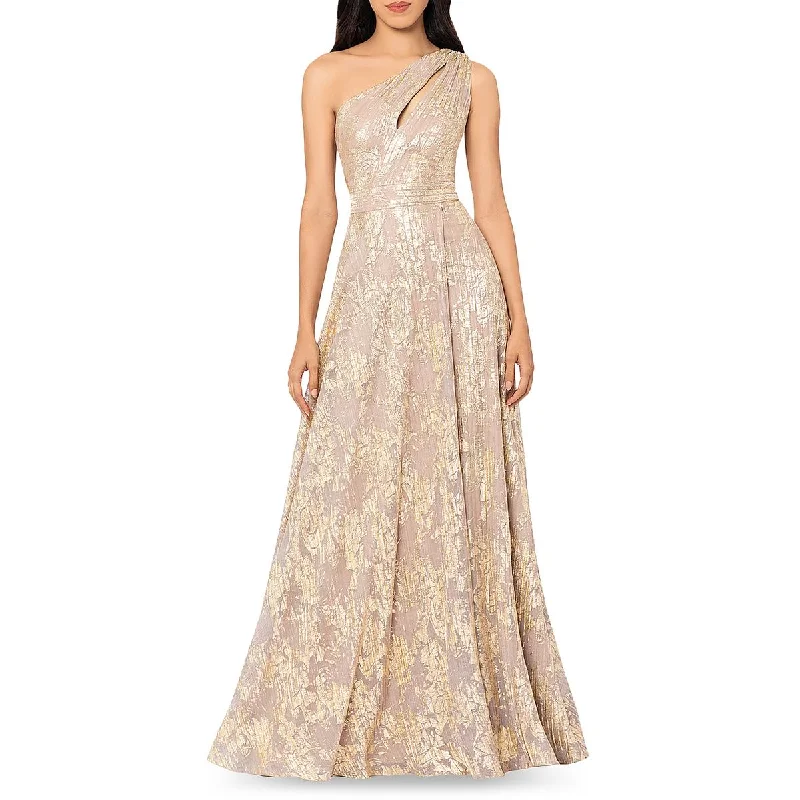 sophisticated dressAqua Womens Floral Metallic Evening Dress