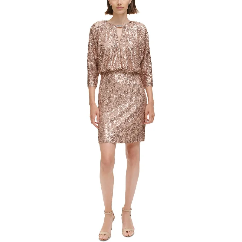 textured dressVince Camuto Womens Sequined Mini Cocktail And Party Dress