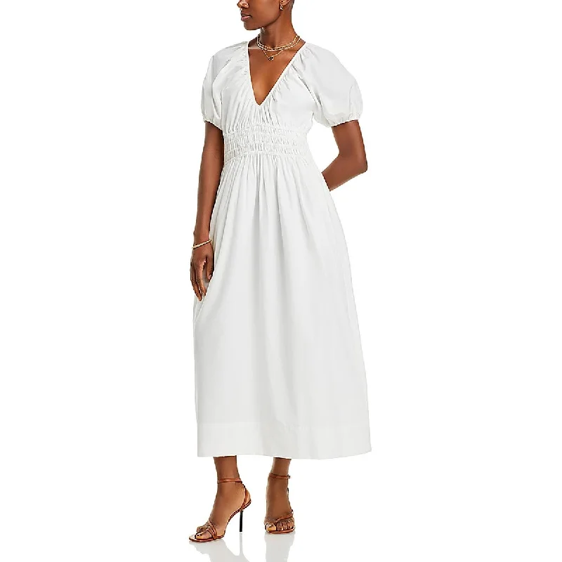 summer dressFaithfull the Brand Womens Teatro Silk Blend V-Neck Midi Dress