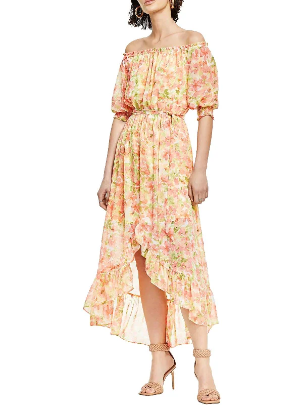 wool dressWomens Floral Off The Shoulder Midi Dress