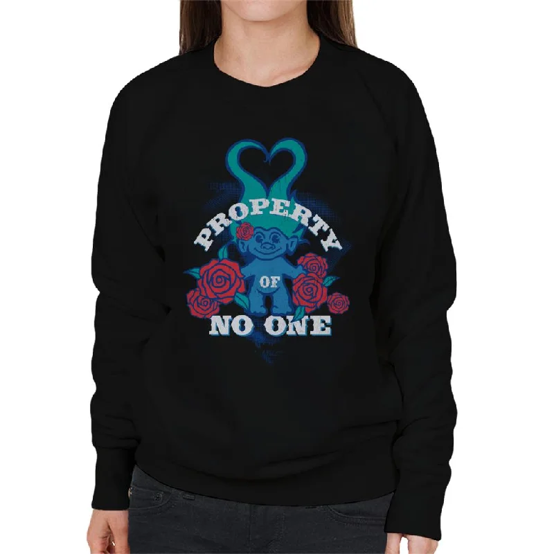 loose fit sports sweatshirtTrolls Property Of No One Love Heart Women's Sweatshirt