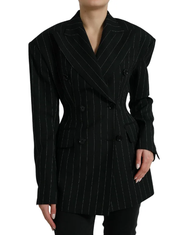 insulated trench coatDolce & Gabbana  Women's Double-Breasted Pinstripe Blazer