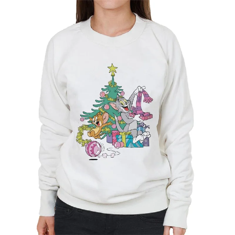 stylish athletic hoodieTom and Jerry Christmas Festive Morning Women's Sweatshirt