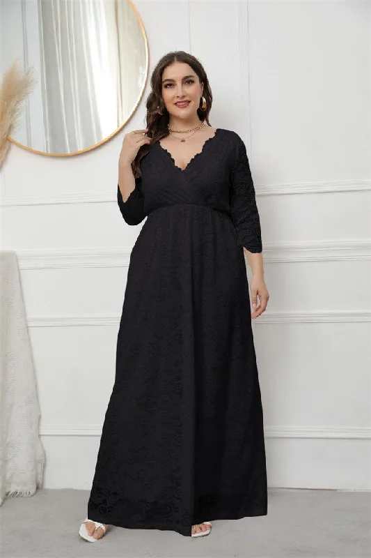 comfy maxi dressBlack Evening A-line V-neck Bracelet Ankle Dress