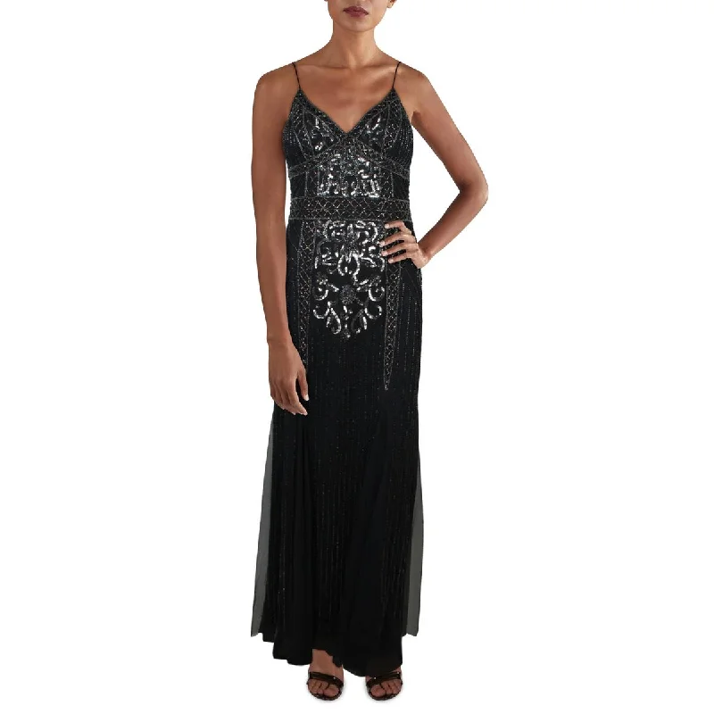 satin midi dressJump Apparel Womens Juniors Beaded Sequin Evening Dress