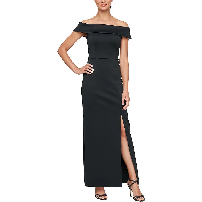 casual dressAlex Evenings Womens High Front Slit Cold Shoulder Evening Dress