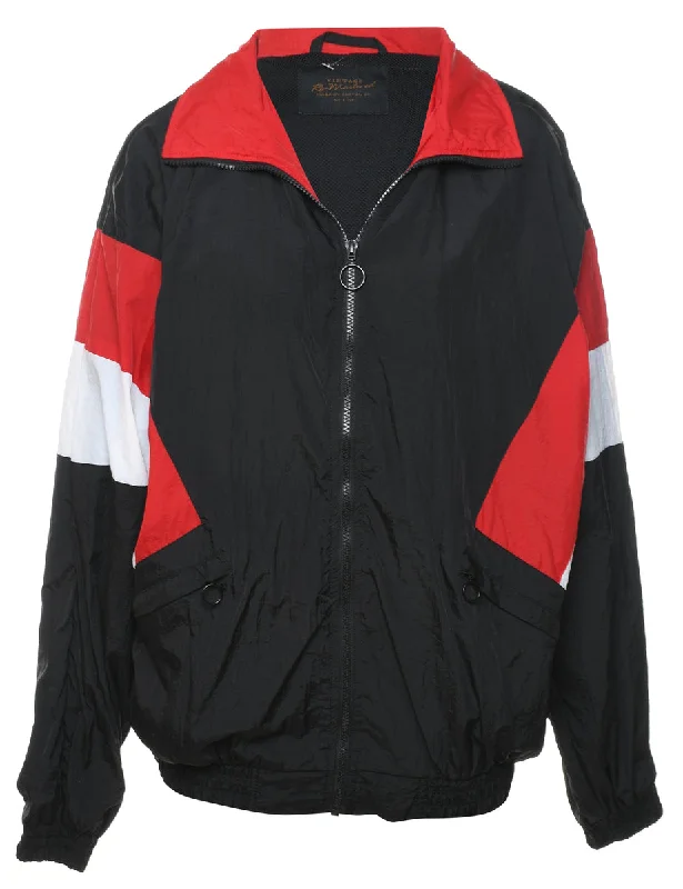 versatile coatBlack, White & Red Contrast Panel Nylon Jacket - M