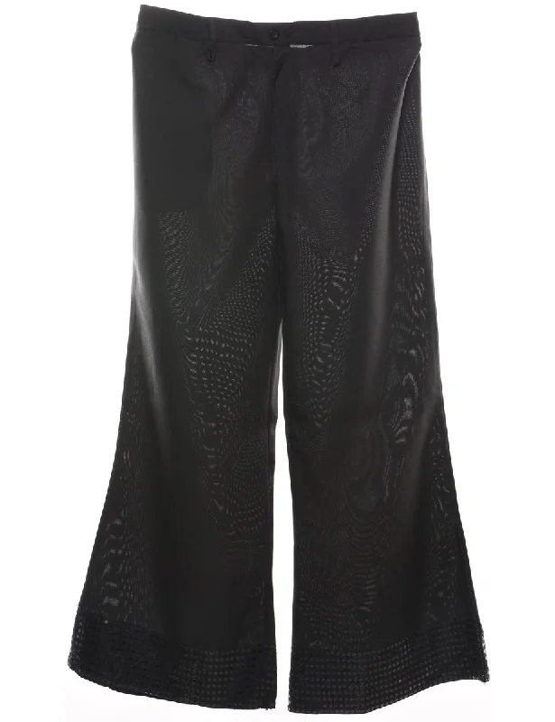 cozy wool-blend coatBlack Sheer Flared Trousers - W37 L33