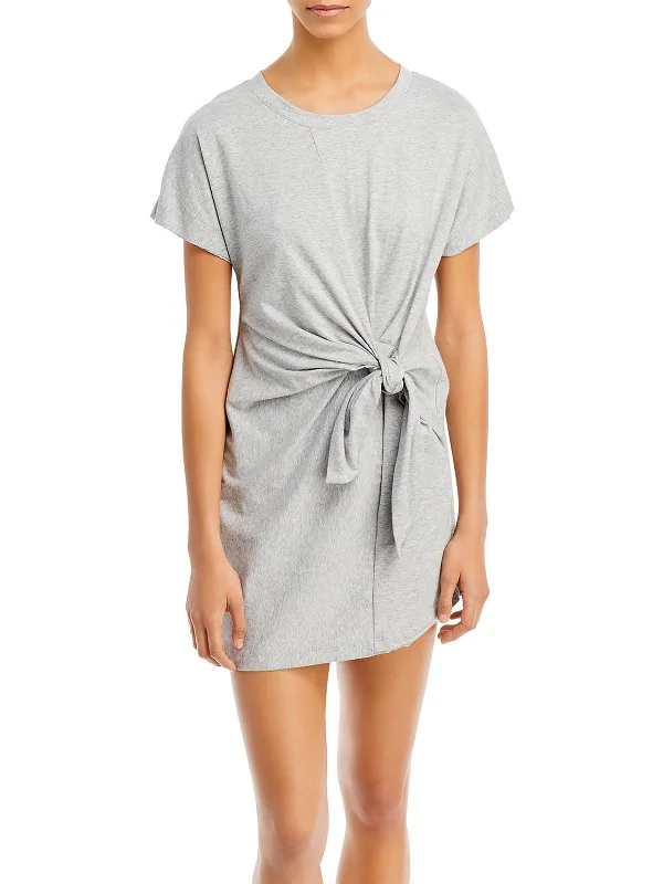 casual evening dressWomens Heathered Knotted T-Shirt Dress