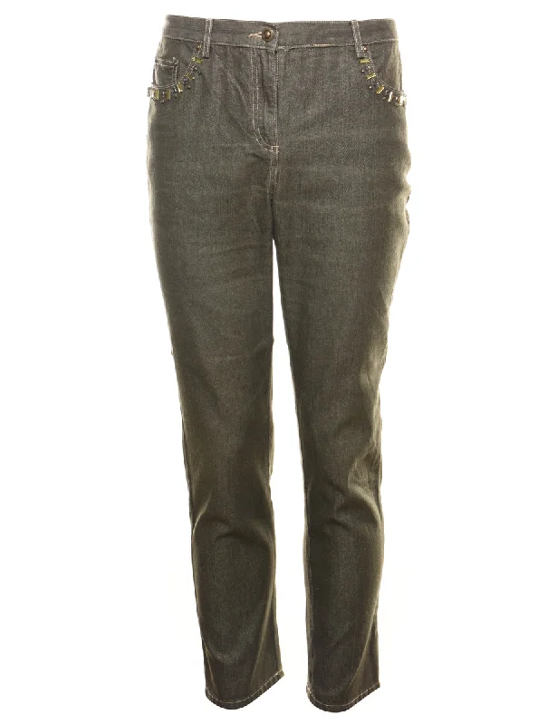 high-fashion coatStudded Denim Beaded Trousers - W31 L30