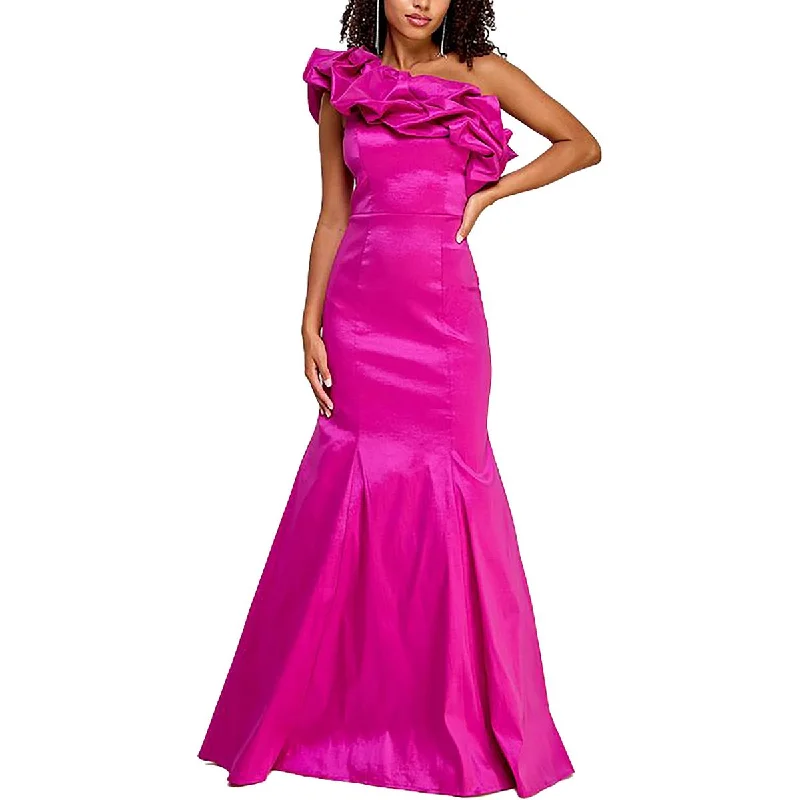 elegant maxi dressCity Studio Womens Juniors Taffeta One Shoulder Evening Dress