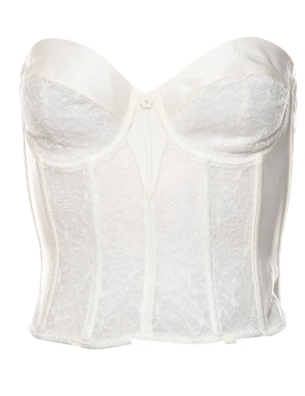 trendy casual outerwearWhite Lace Boned Bustier - S