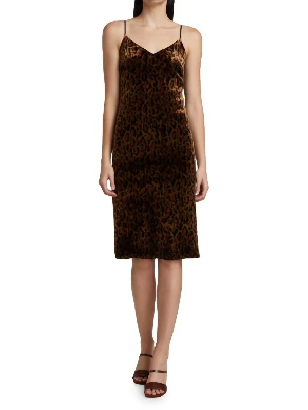 winter dressIndie Velvet Cheetah-Print Slip Dress In Tan/black