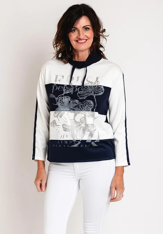 graphic hoodie with printBarbara Lebek Colourblock Drawstring Sweatshirt, Navy