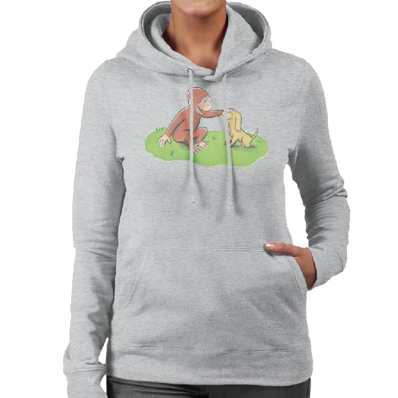 oversized pullover hoodieCurious George Stroking Dog Women's Hooded Sweatshirt