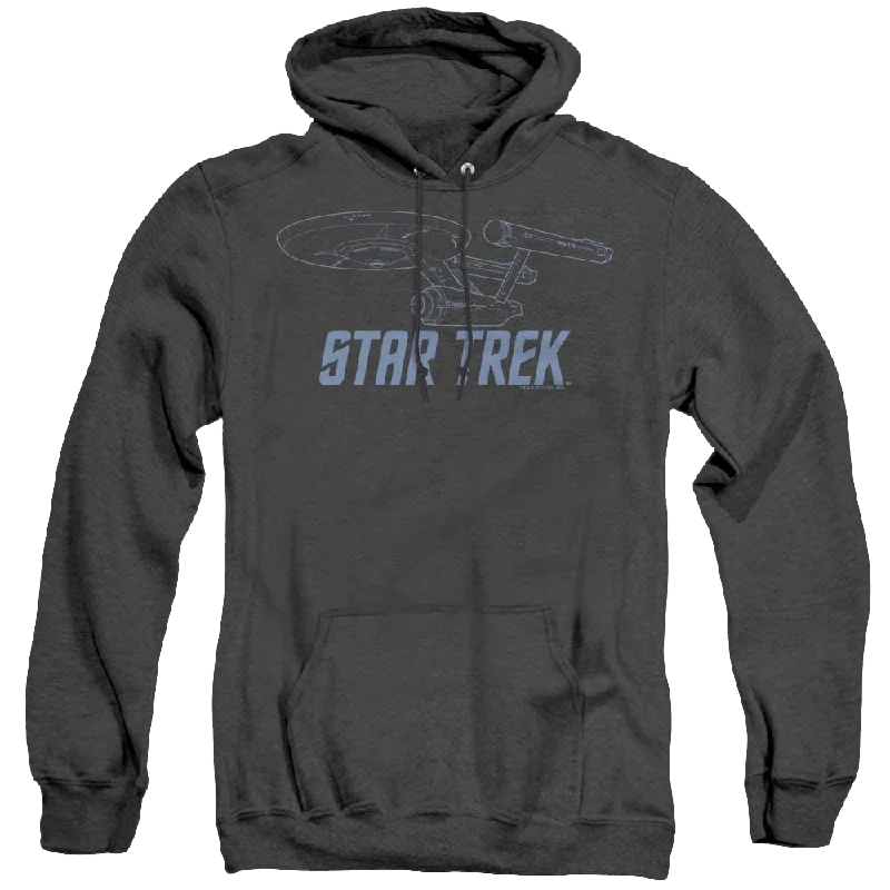 trendy zip-up hoodieStar Trek The Original Series Enterprise Outline - Heather Pullover Hoodie