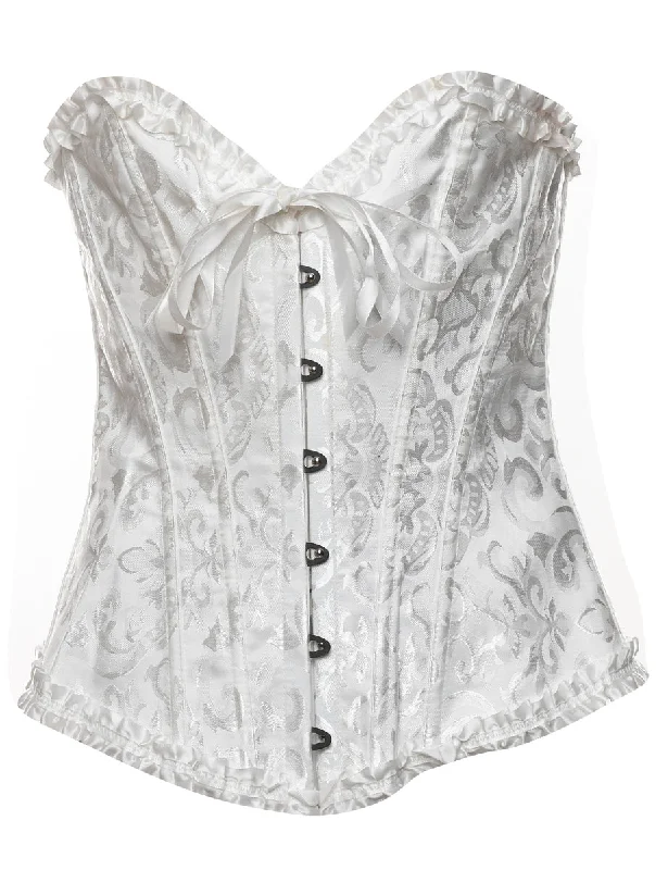 trendy bomber coatWhite Brocade Shiny Corset  - S