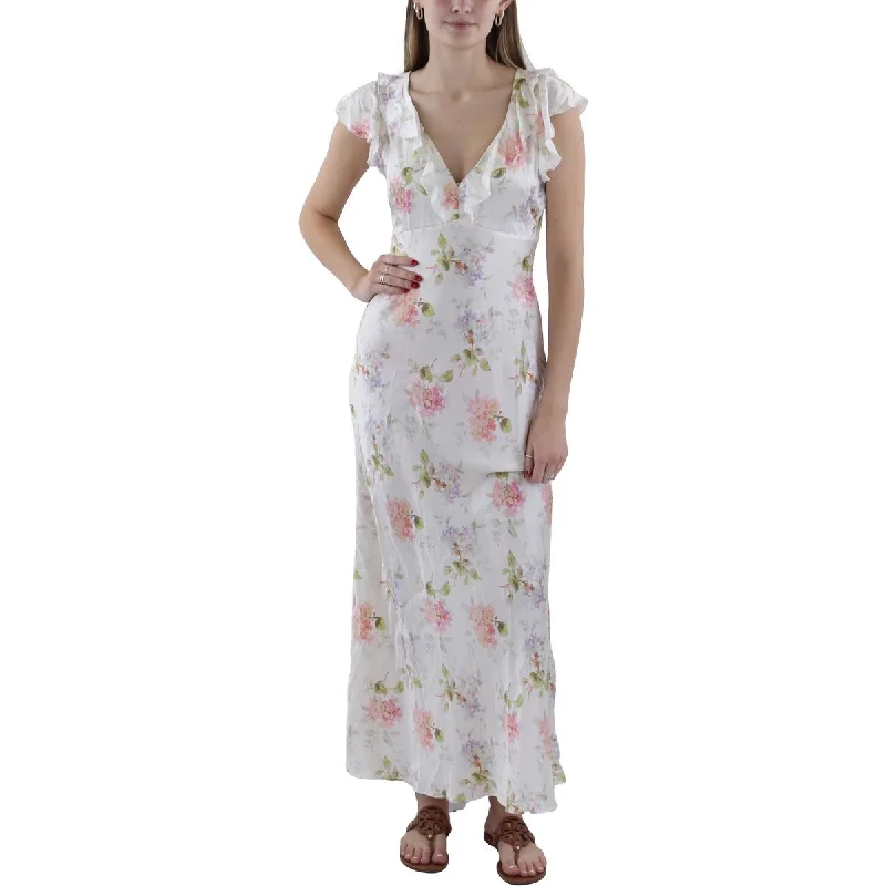 satin dressLoveShackFancy Womens Silk Floral Print Maxi Dress