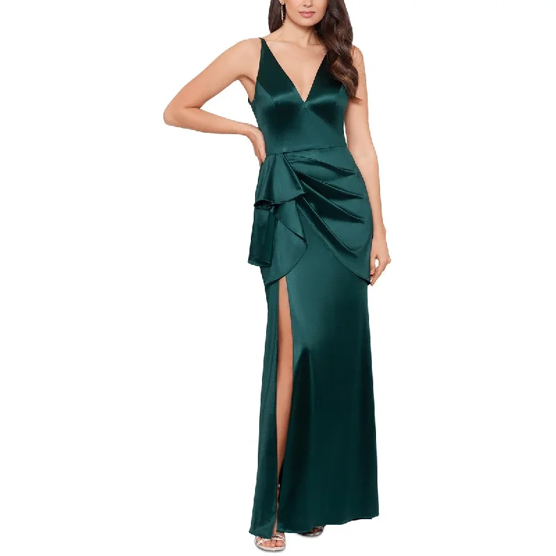 flowy maxi dressBlondie Nites Womens Juniors Satin Long Evening Dress