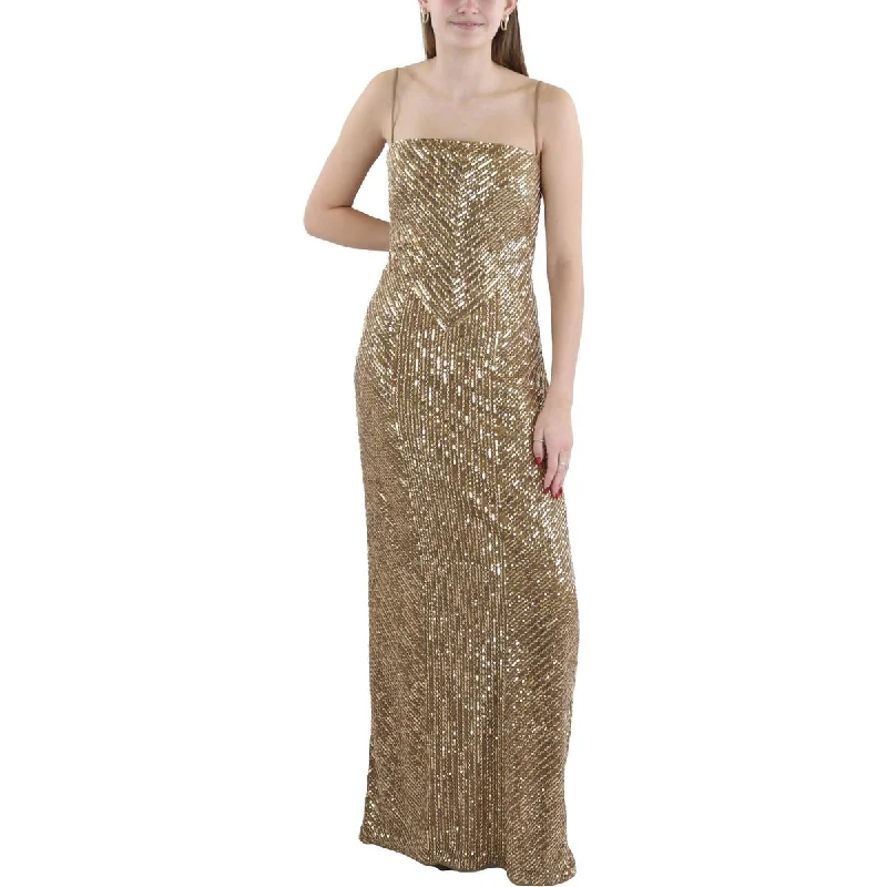 boho dressLauren Ralph Lauren Womens Sequined Long Evening Dress