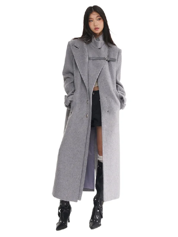 elegant coatGrey Wool Blend Overcoat