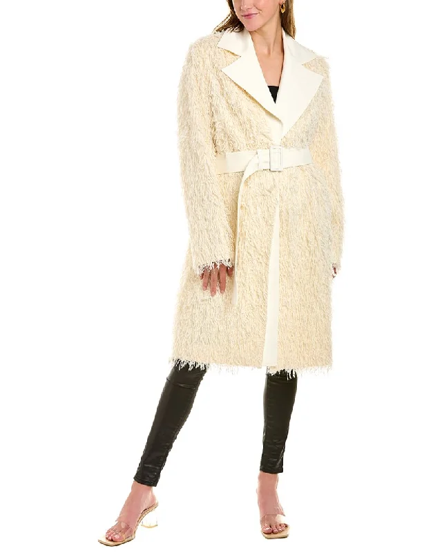 long-sleeve winter jacketHelmut Lang Wool-Blend Fringe Coat