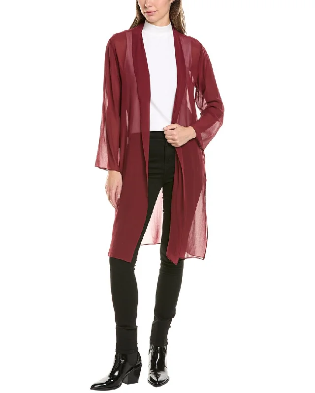 classic zip-up coatEileen Fisher High Collar Silk Jacket