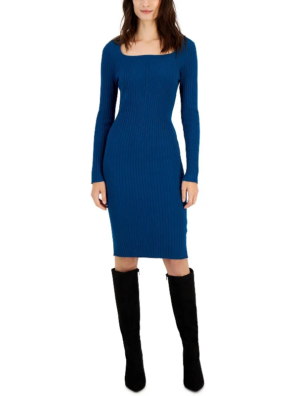 puff sleeve dressWomens Ribbed Midi Sweaterdress