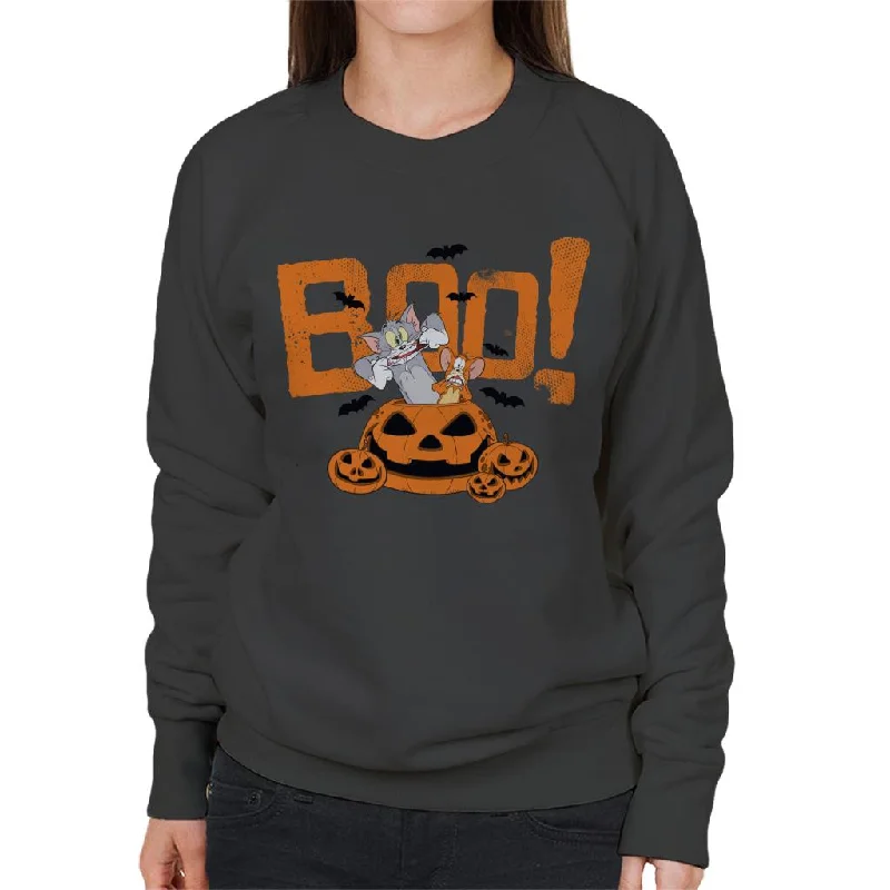 functional sports hoodieTom and Jerry Halloween Boo Pumpkin Surprise Women's Sweatshirt