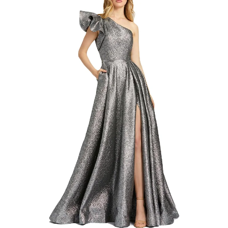 summer floral dressMac Duggal Womens Metallic One Shoulder Evening Dress