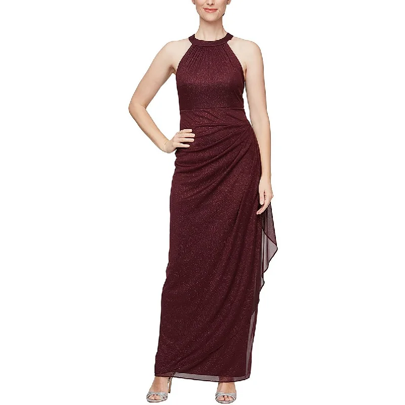 textured dressAlex Evenings Womens Halter Neck Built in Bra Evening Dress