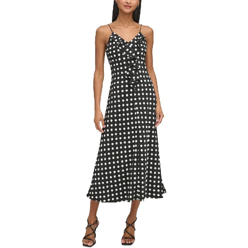 long-sleeve floral dressKarl Lagerfeld Paris Womens Polka Dot Mini Fit & Flare Dress