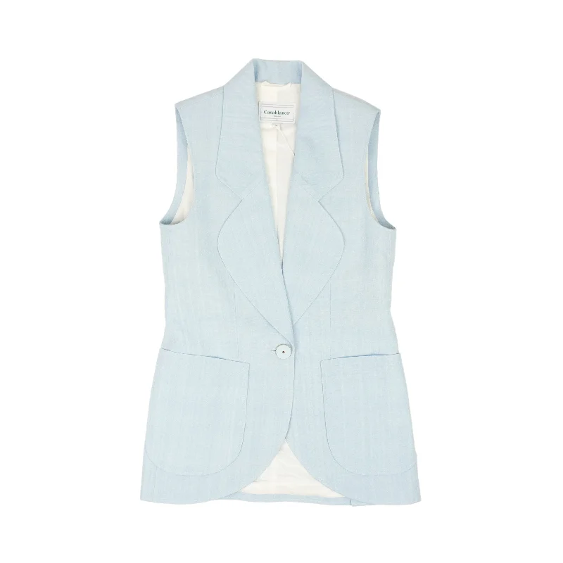 cozy winter coatCASABLANCA Lght Blue Sleeveless Single Breasted Blazer